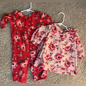 Baby Gap Pink and Red Floral One piece and dress, size 3-6